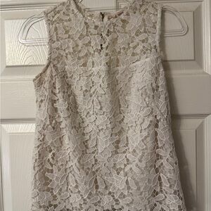 Nanette Lepore White Lace Sleeveless Blouse Size S